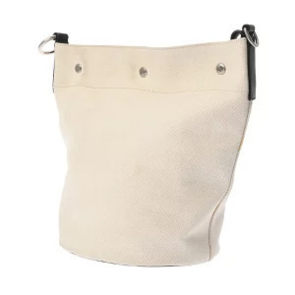 Saint Laurent Shoulder Black Gauche Bag Rive Yves White Canvas Leather  Bucket